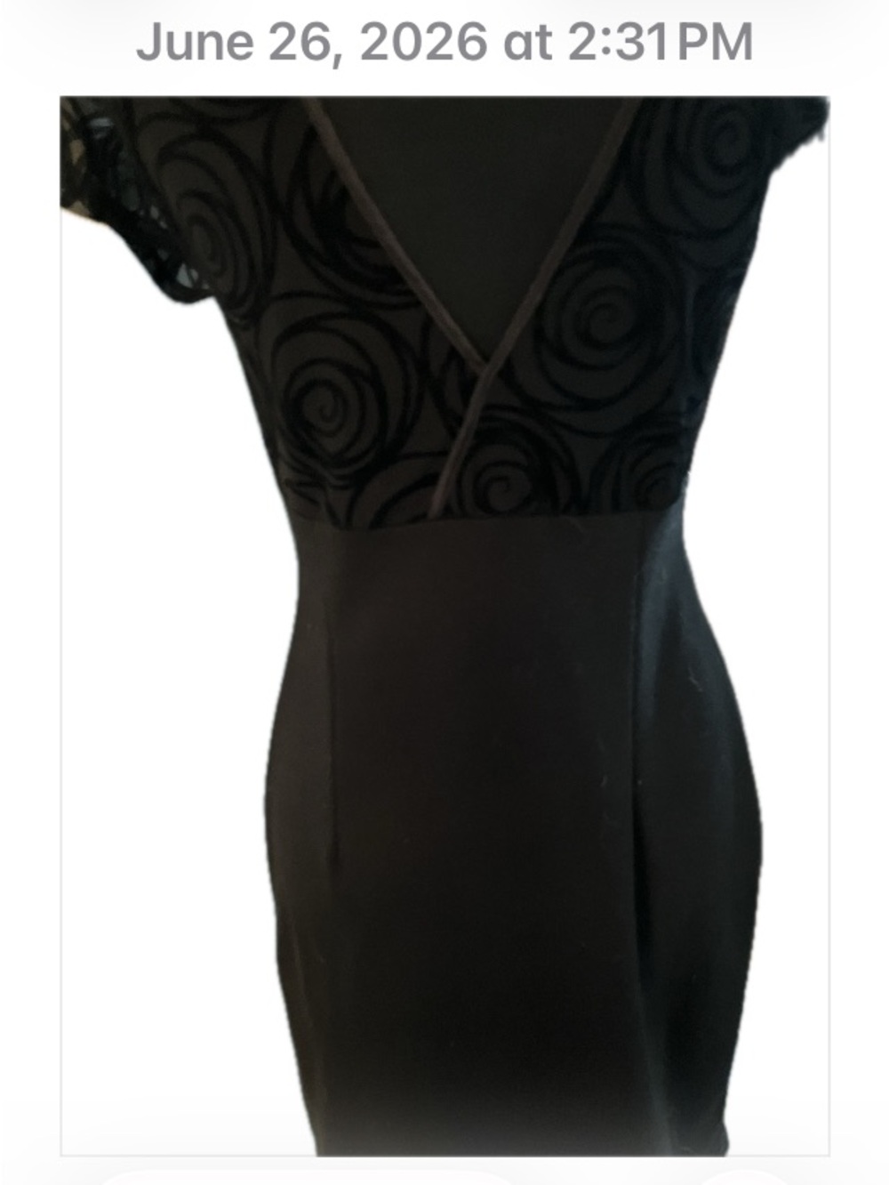 Vero Moda Black V-Neck Midi Dress with Swirl Mesh Bodice